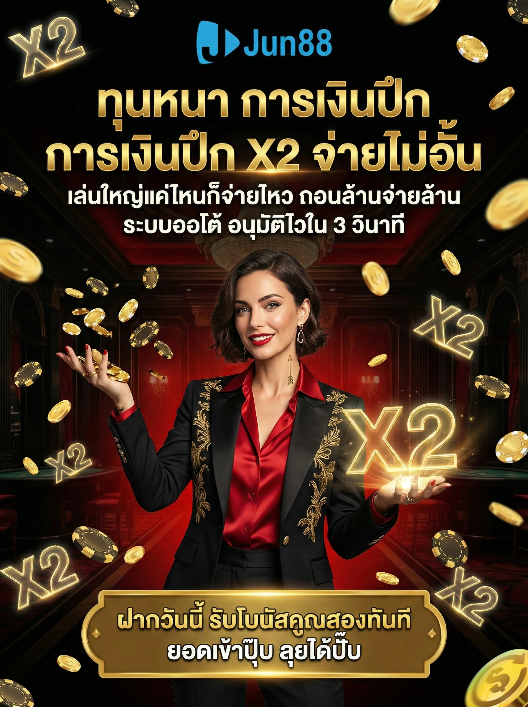 Jun88 ทุนหนา การเงินปึก แจกโบนัส X2 จ่ายไม่อั้น ถอนล้านจ่ายล้าน รองรับด้วยระบบออโต้รวดเร็ว