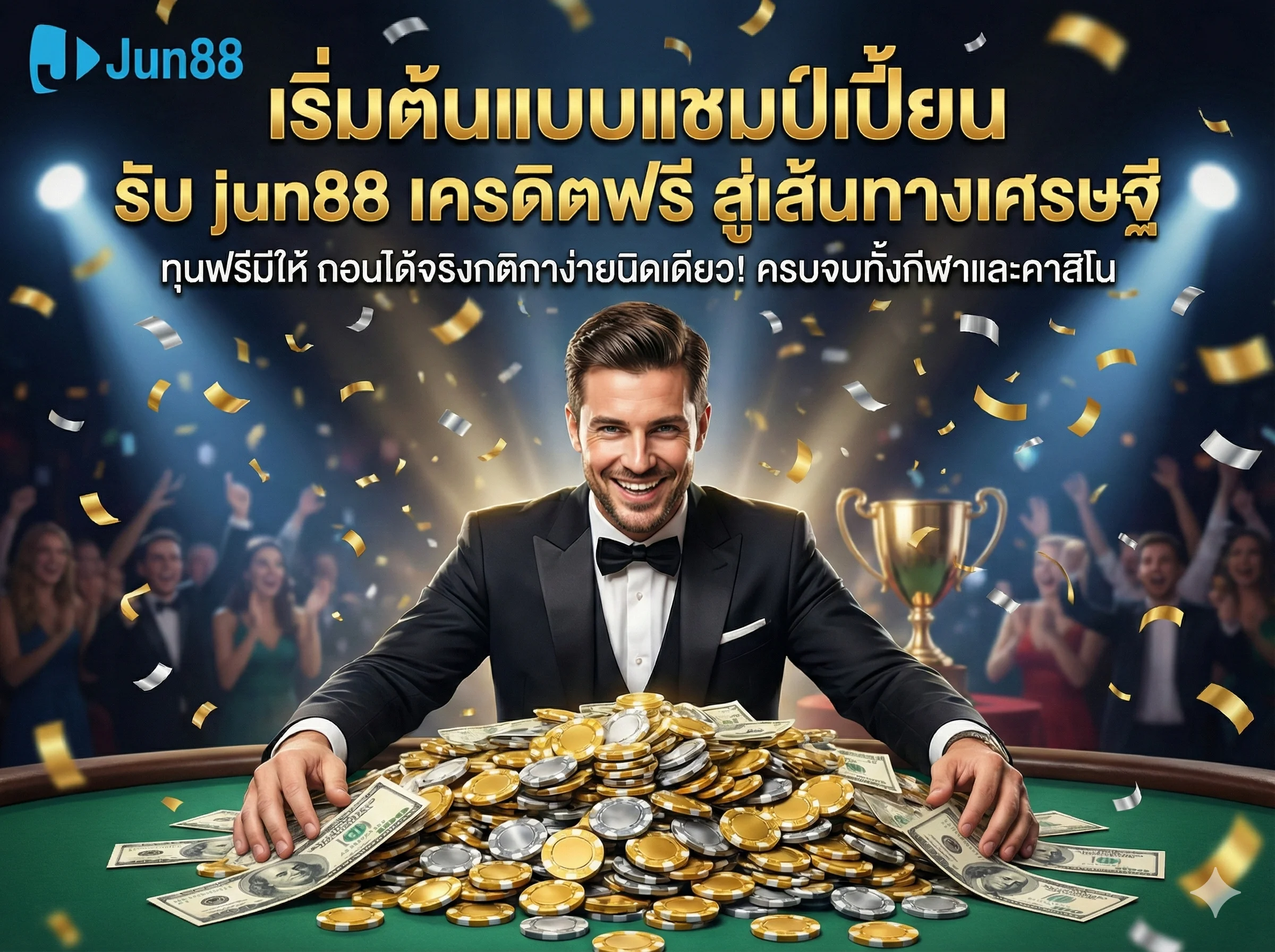 เริ่มต้นเส้นทางผู้ชนะด้วย jun88 เครดิตฟรี ทุนฟรีเล่นได้จริง ถอนได้ชัวร์