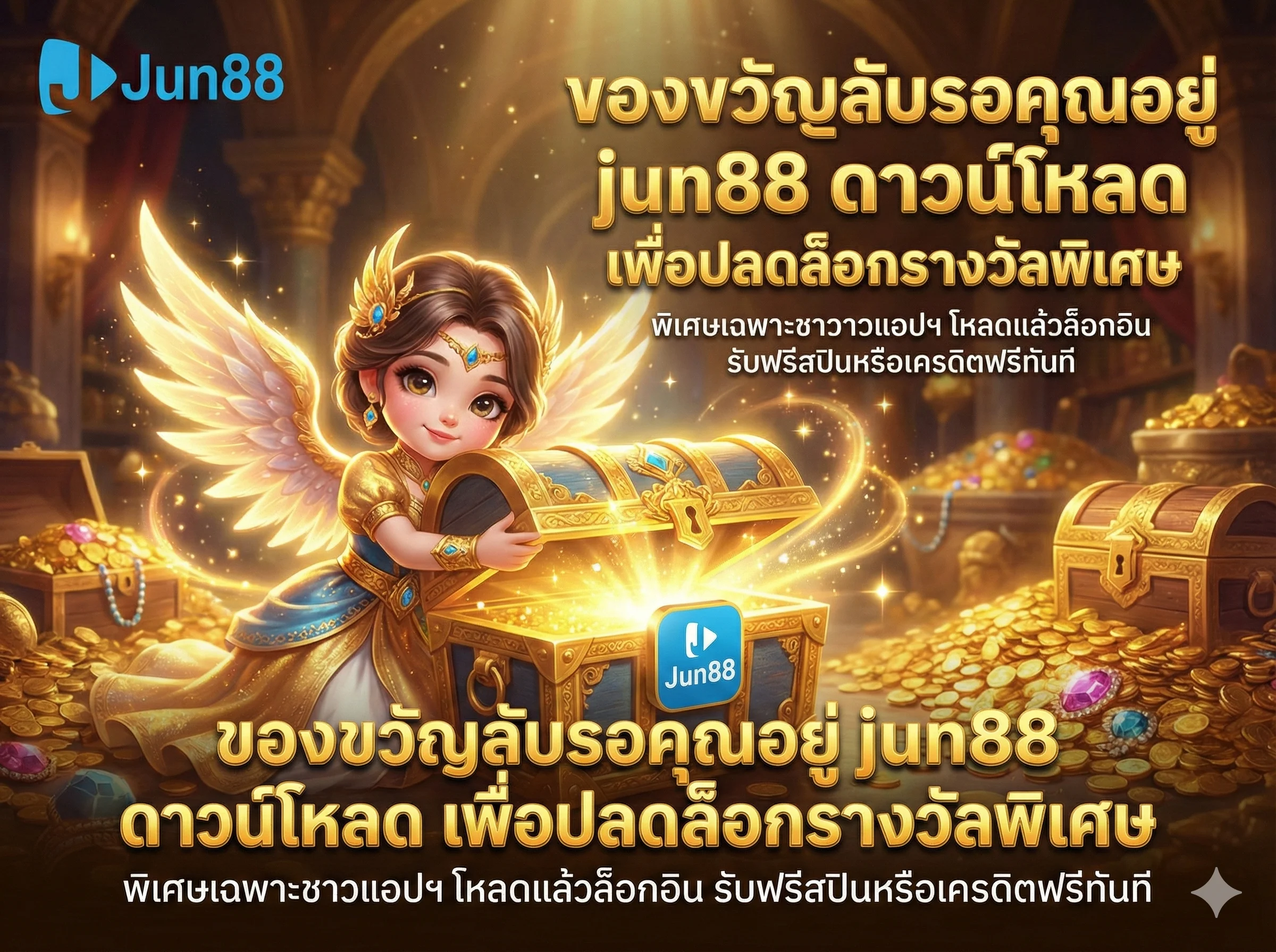 รับของขวัญพิเศษทันทีเมื่อ jun88 ดาวน์โหลด เพื่อปลดล็อกกล่องสมบัติและโบนัสลับเฉพาะการใช้งานผ่านแอปพลิเคชันเท่านั้น