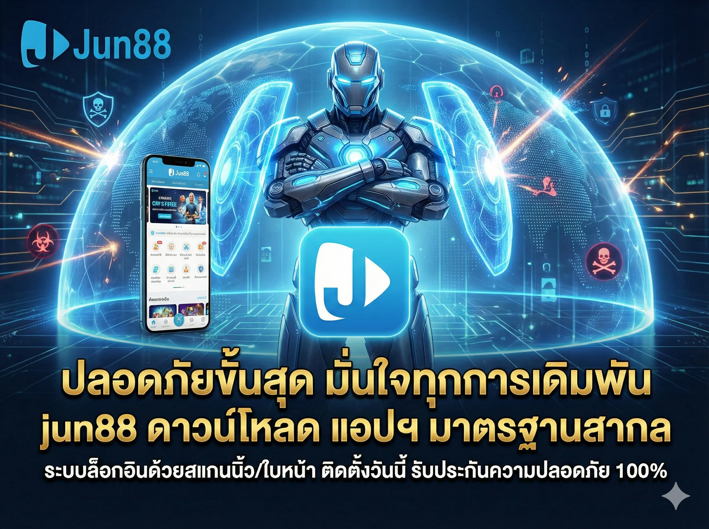 เดิมพันปลอดภัยสูงสุด jun88 ดาวน์โหลด แอปพลิเคชันที่มาพร้อมระบบป้องกันข้อมูลระดับสากล และคาร์แรคเตอร์บอดี้การ์ดสุดล้ำ