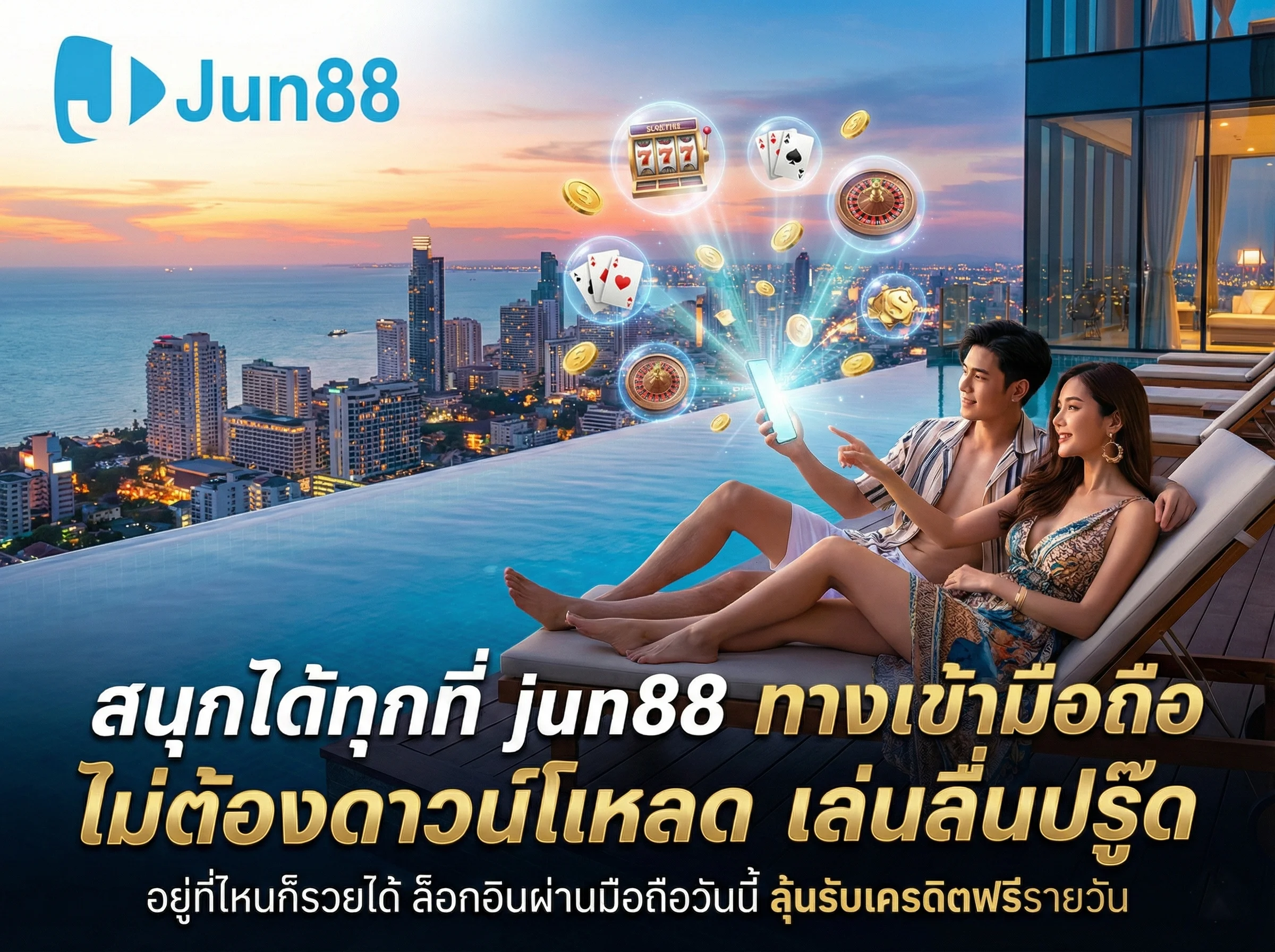 สนุกได้ทุกที่กับ jun88 ทางเข้ามือถือ ระบบเสถียร ไม่ต้องดาวน์โหลด ล็อกอินง่ายรับเครดิตฟรีได้ทันที