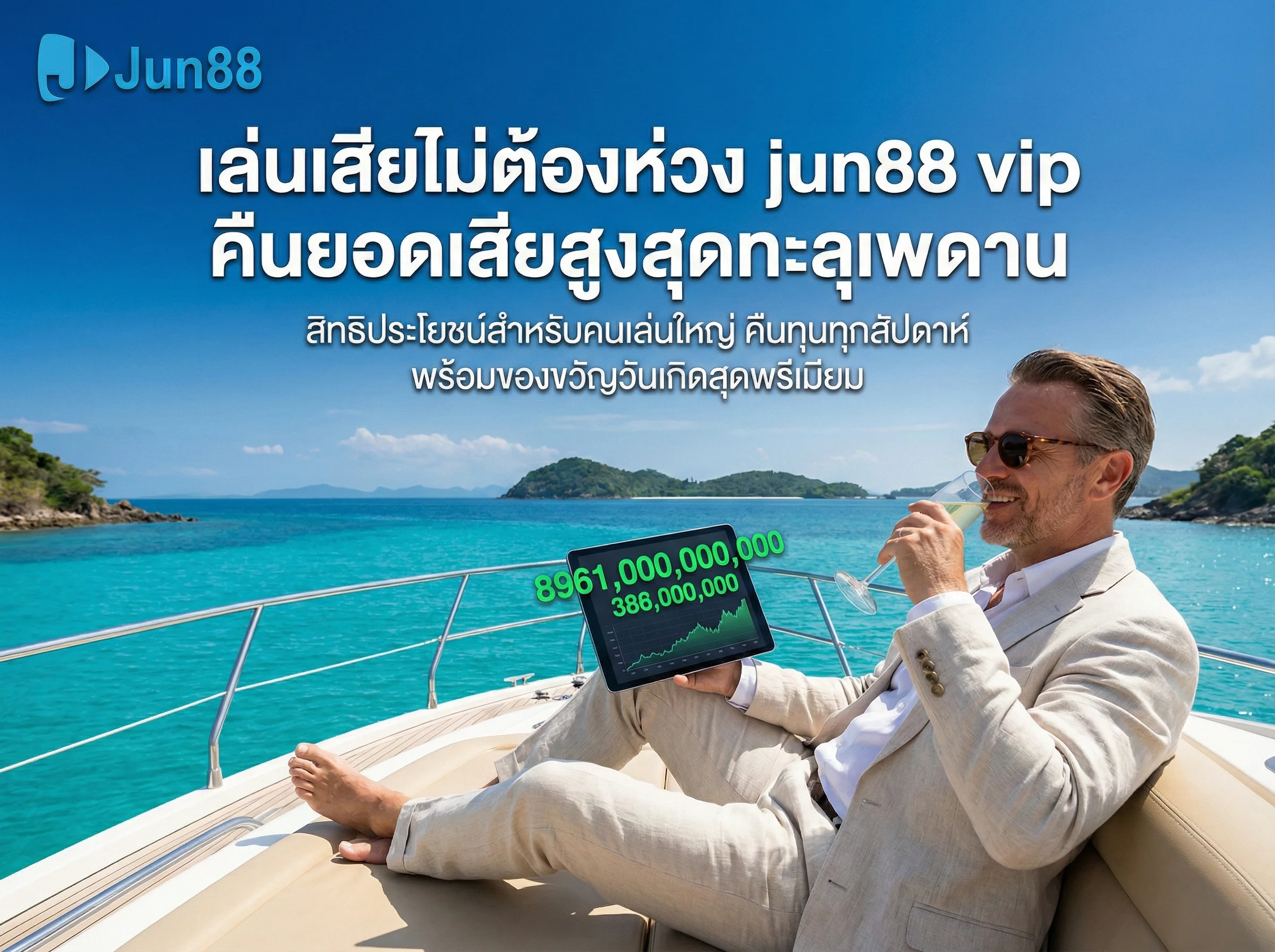 สัมผัสไลฟ์สไตล์เหนือขีดจำกัด พร้อมโปรโมชั่นคืนยอดเสียสูงสุดสำหรับสมาชิก jun88 vip
